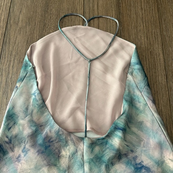 Zara Watercolor Tie Dye Halter Maxi Slip Dress. Multicolor. Size M - Picture 9 of 9